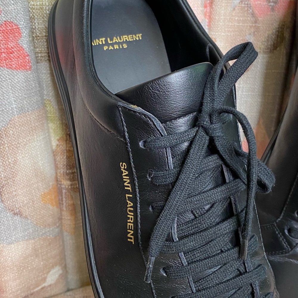 Saint Laurent Mens Andy Shoe Leather Size 12 Black EUC Retail $790.00 - Picture 11 of 13